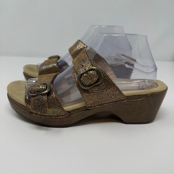 Dansko Slide Sandal Women's 41 (9.5) Brown Leather Sophie Iridescent Summer - Picture 4 of 10